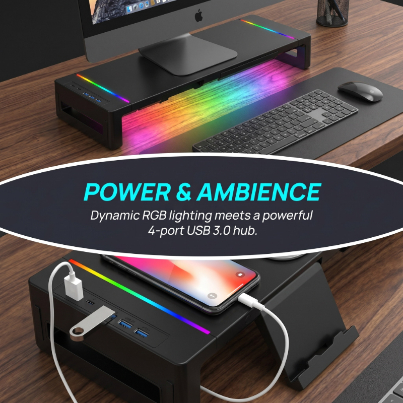 Tablet Stand Adjustable - Monitor Stand Riser with Storage Drawer