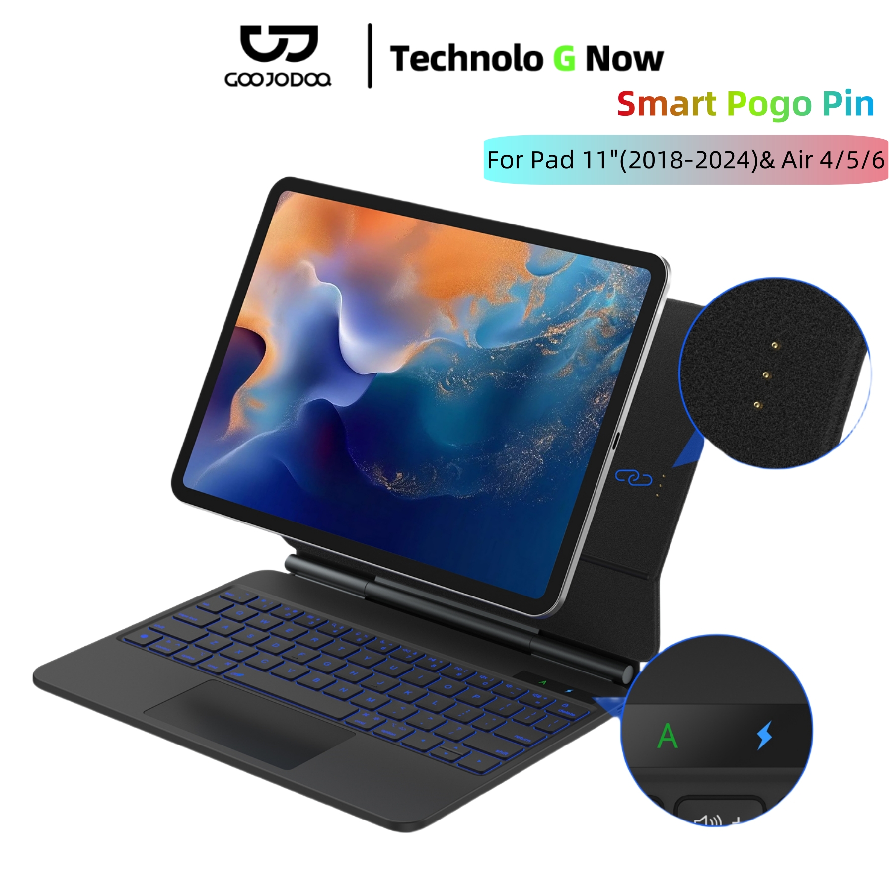 Tablet Accessories Choice Store - Smart Pogo Pin Keyboard case for