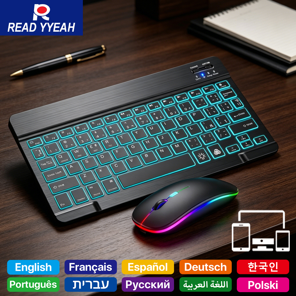 Android Tablet Gaming Accessories - 2026 Backlight Bluetooth Keyboard Rechargeable With
