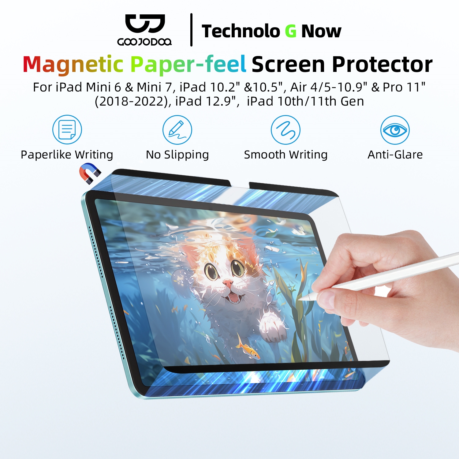Tablet Accessories Choice Store - GOOJODOQ Magnetic Paper-feel Screen Protector for