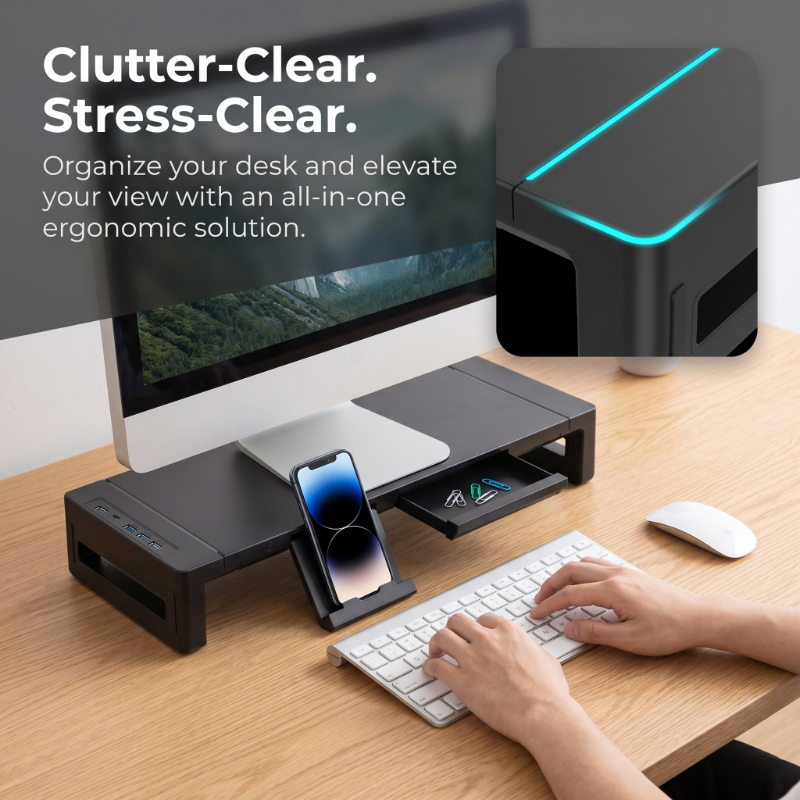 Monitor Stand Riser with Stora - Tablet Stand Adjustable recension och pris
