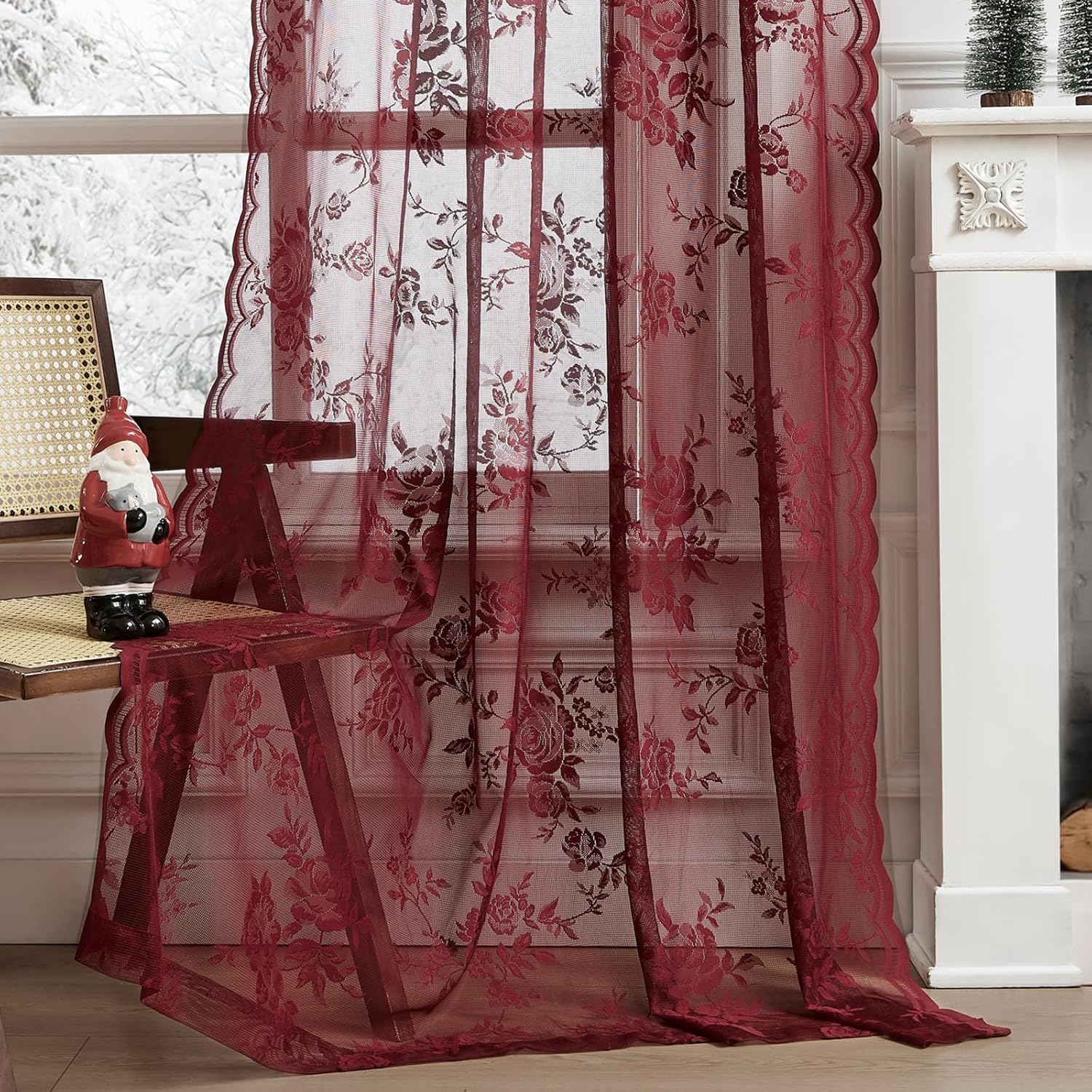 1 pc Burgundy Lace Curtains 45 - Tablet Accessories Aesthetic recension och pris