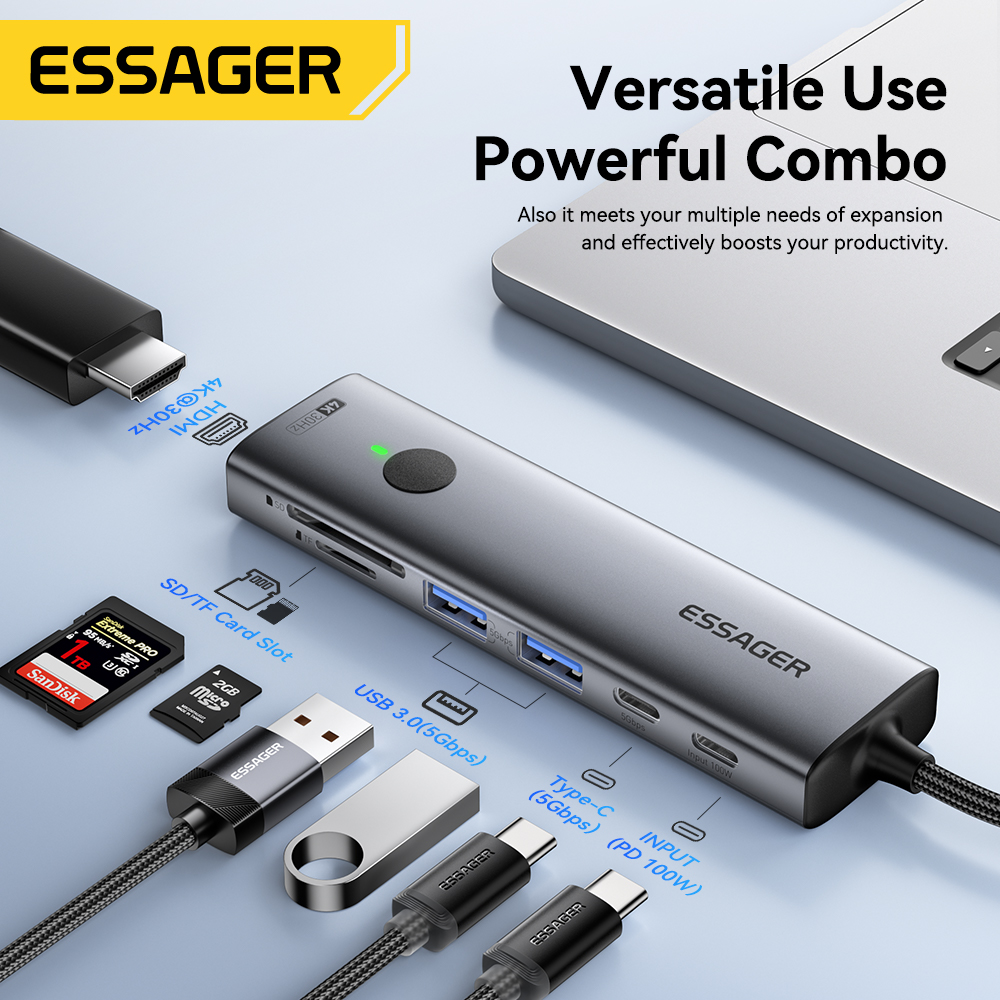 Essager USB C HUB 4K 7-in-1 Ty - Hdmi Adapter Tablet recension och pris